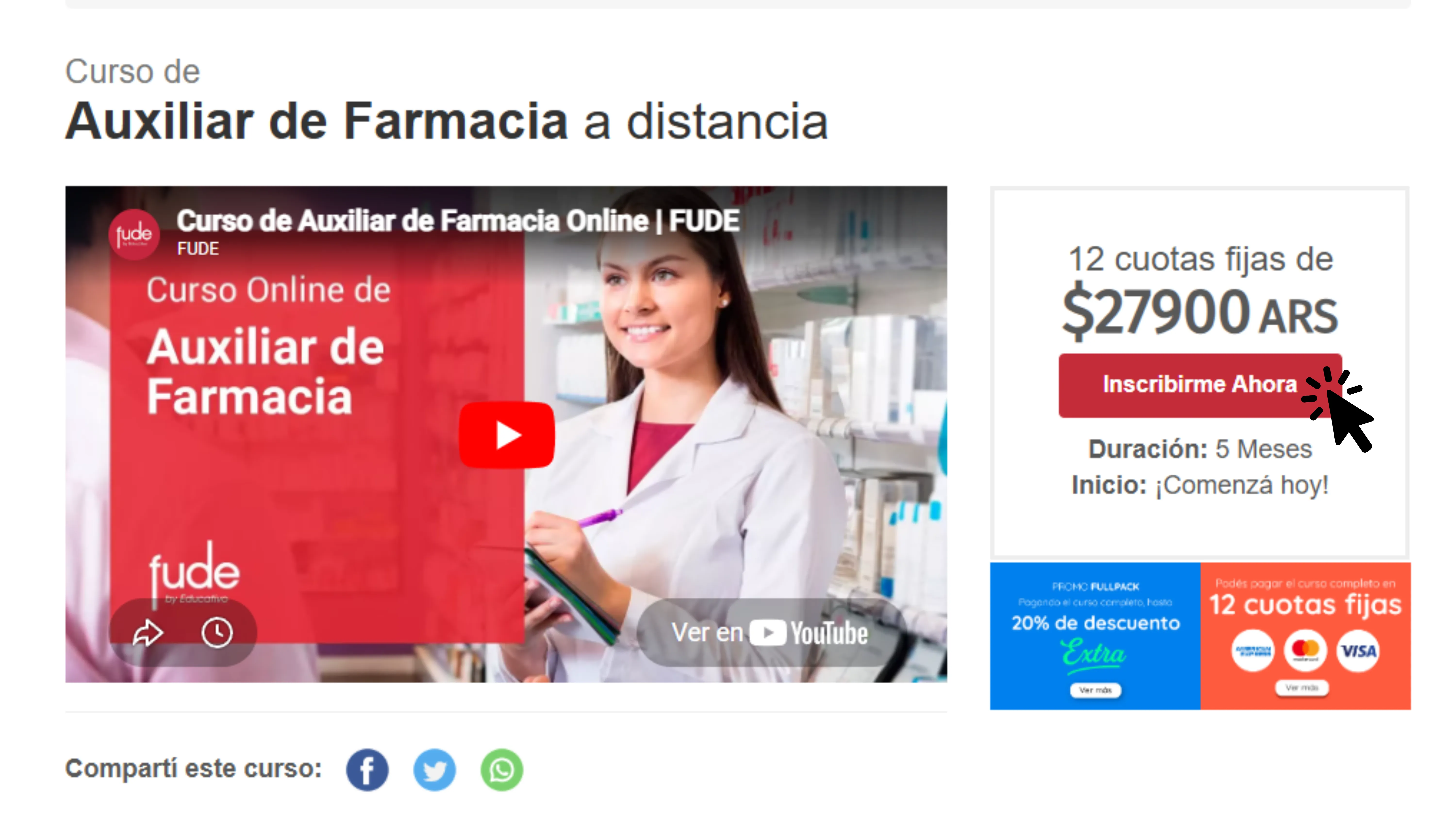 Captura de selección de curso